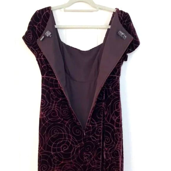 90s Liz Claiborne Regency Georgian Silk Blend Velvet Maxi Dress Size 10 - Picture 3 of 10